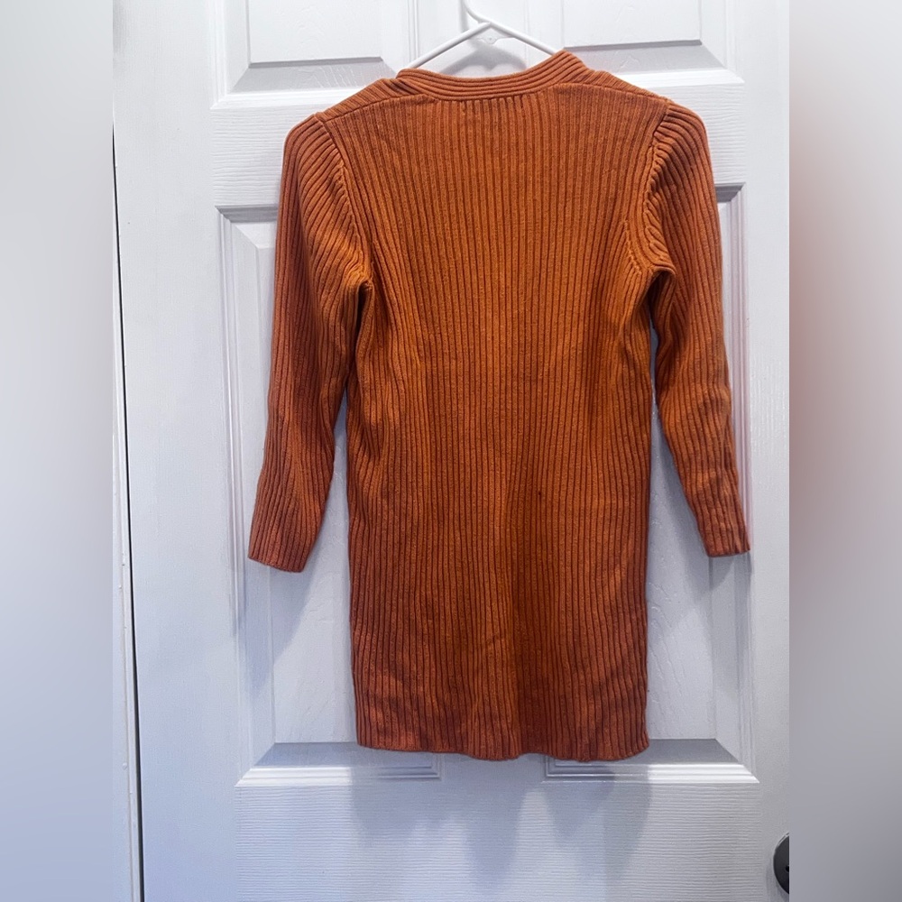 V-Neck Ribbed Sweater - Rust - Picture 3 of 4